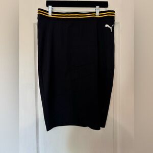 Fenty collaboration Puma Black and Gold Knee-Length Pencil Skirt